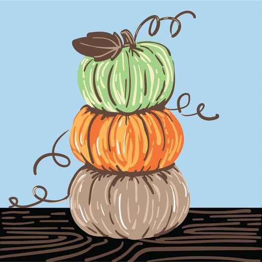 NEW Plaid Let's Paint By Numbers Pumpkin Stack On Printed Canvas 35x35 cm