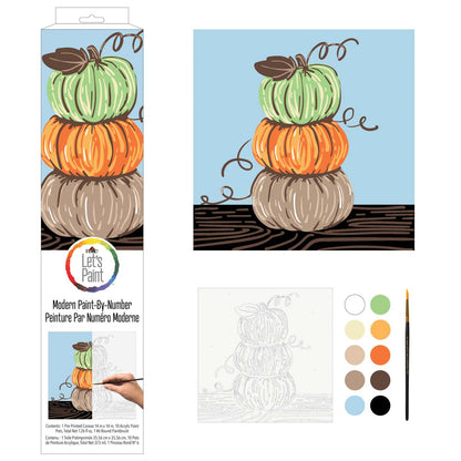 NEW Plaid Let's Paint By Numbers Pumpkin Stack On Printed Canvas 35x35 cm