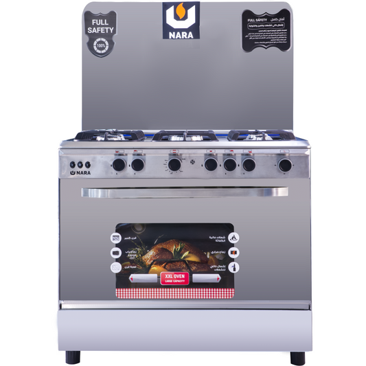 Nara 90 Cm Gas Cooker Full Safety And Cast Iron Grids