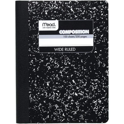 Mead Wide Ruled Composition Notebook 100 Sheets - Original Black Marble