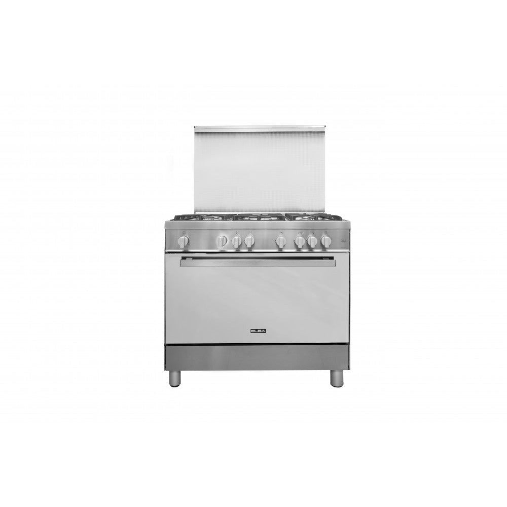 ELBA Gas Cooker 90 Cm 5 Burners Steel With Cast Iron Grids 90 SX 888 LC