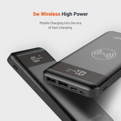 Porodo Slim Wireless PowerBank 10000mAh with Lightning, Type-C and Micro USB Input PD-BP926W-BK