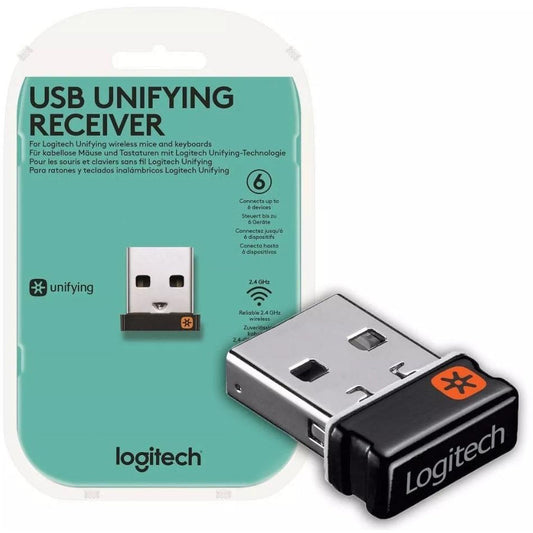 Logitech USB Unifying Receiver 2.4 GHz Wireless Compatible w/ Logitech Unifying Devices up to 10m & 6 Devices