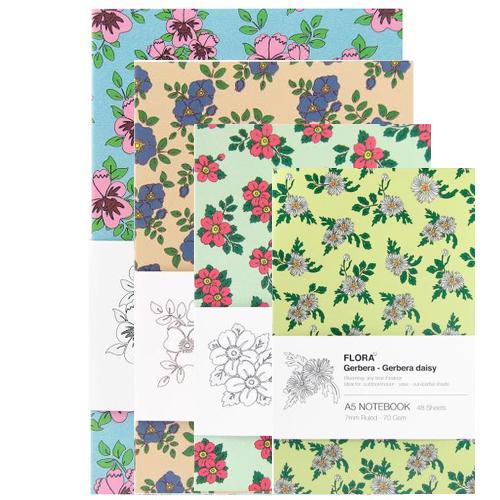 Special Offer Inspira Flora 48 Sheets Ruled A5 Notebook - Pack of 4